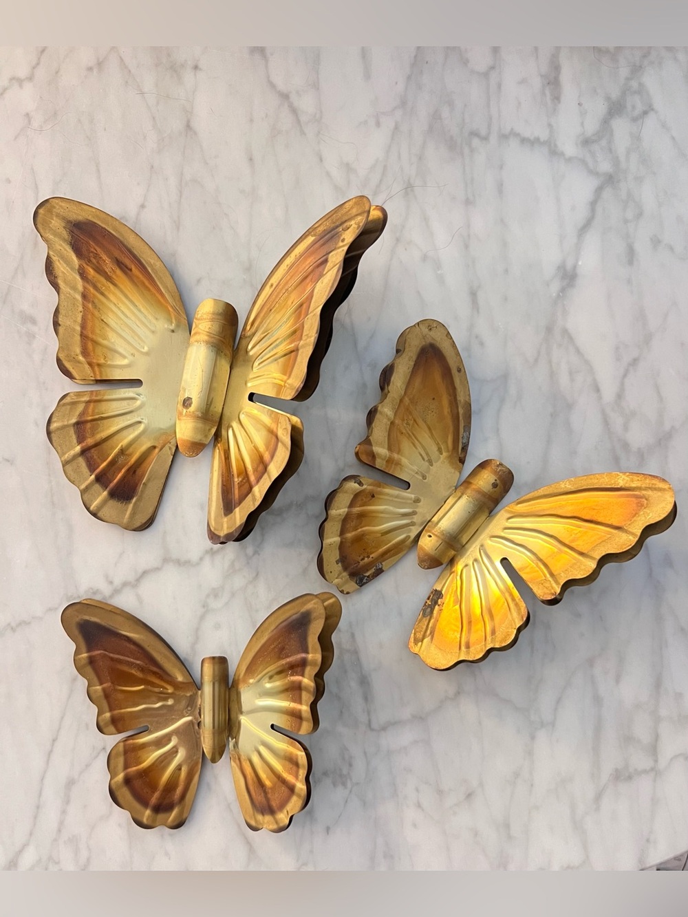 Vintage Golden Butterfly Wall Decor Set - Metallic Yellow Accent